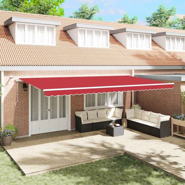 vidaXL Toldo Retr&aacute;ctil Rojo 600 x 350 cm Poli&eacute;ster y metal