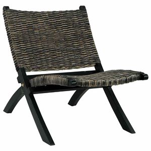 vidaXL Silla de rat&aacute;n kubu natural y madera maciza de caoba negra