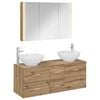 vidaXL Juego de muebles de ba&ntilde;o 4 pcs Roble Artesanal