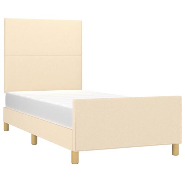 vidaXL Estructura de cama sin colch&oacute;n tela crema 90x190 cm