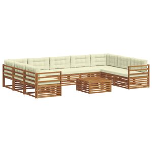 vidaXL Juegos de sof&aacute;s 10 pcs Natural y Crema Madera de Acacia S&oacute;lida