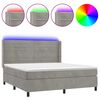 vidaXL Cama box spring colch&oacute;n y LED terciopelo gris claro 180x200 cm