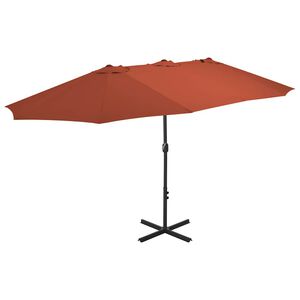 vidaXL Sombrilla de jard&iacute;n con palo de aluminio terracota 460x270 cm