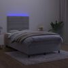 vidaXL Cama box spring colch&oacute;n y LED terciopelo gris claro 120x190 cm