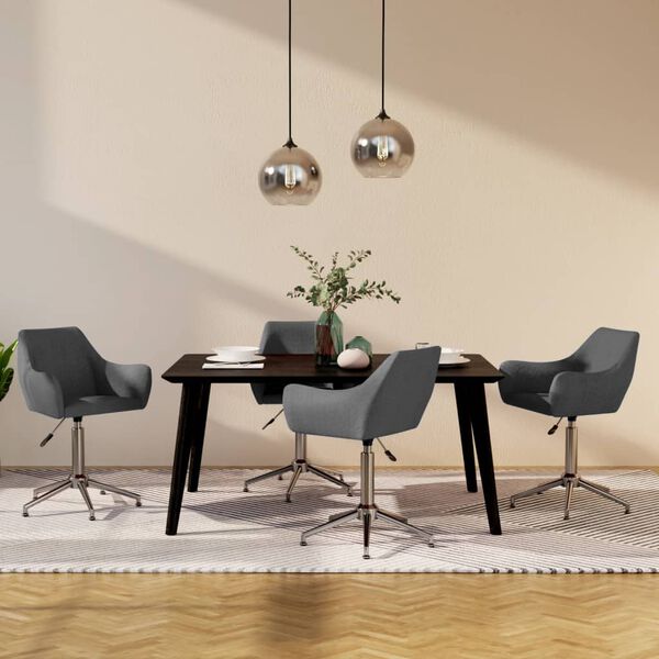 vidaXL Sillas de comedor giratorias 4 unidades tela gris oscuro