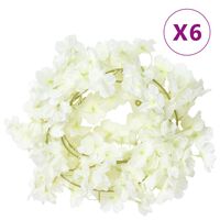 vidaXL Guirnaldas de flores artificiales 6 uds blanco 180 cm