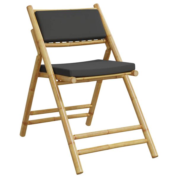 vidaXL Sillas de bistro plegables con cojines 6 uds bambú gris oscuro