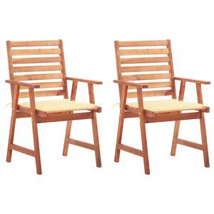 vidaXL Sillas comedor de jard&iacute;n y cojines 2 uds madera maciza acacia