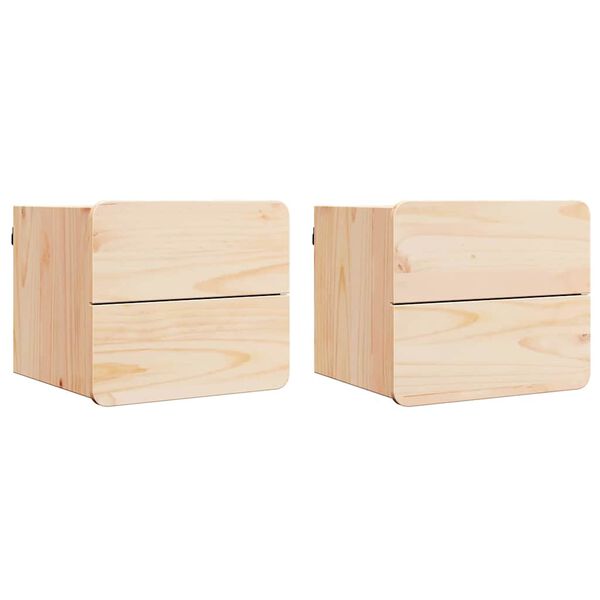 vidaXL Mesita de Noche con caj&oacute;n 2 pcs Natural 39 x 34 x 33 cm