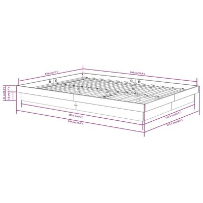 vidaXL Estructura de cama doble pequeña madera maciza gris 120x190 cm