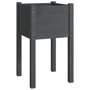 vidaXL Jardinera de madera maciza de pino gris 40x40x70 cm
