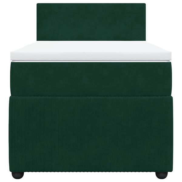 vidaXL Cama box spring con colch&oacute;n terciopelo verde oscuro 90x190 cm