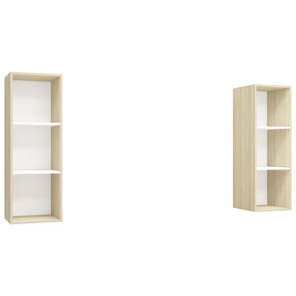 vidaXL Muebles de sal&oacute;n de pared 2 piezas blanco y roble Sonoma
