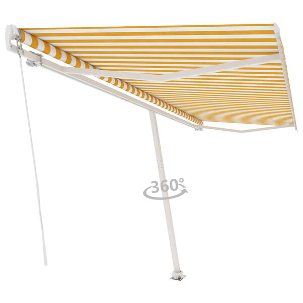 vidaXL Toldo de pie retr&aacute;ctil manual amarillo y blanco 500x350 cm