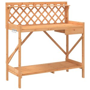 vidaXL Banco para macetas con enrejado madera maciza de abeto marr&oacute;n