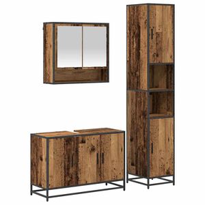 vidaXL Juego de muebles de ba&ntilde;o 3 uds. Madera Vieja