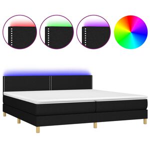 vidaXL Cama box spring con colch&oacute;n LED tela negro 200x200 cm