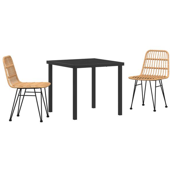 vidaXL Conjunto de Comedor de Jard&iacute;n 3 pcs Marr&oacute;n