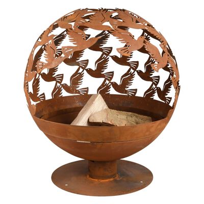 Esschert Design Brasero con pájaros cortadas a láser oxidado