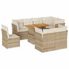vidaXL Set de sof&aacute;s de jard&iacute;n con cojines 9 pzas rat&aacute;n sint&eacute;tico beige