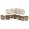 vidaXL Conjunto de sof&aacute;s de jard&iacute;n 5 pcs Beige rat&aacute;n sint&eacute;tico