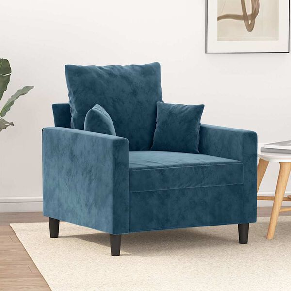 vidaXL Sill&oacute;n de terciopelo azul 60 cm