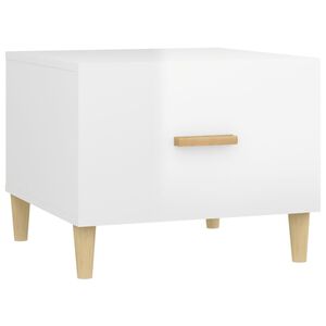 vidaXL Mesa de centro madera contrachapada brillo blanco 50x50x40 cm