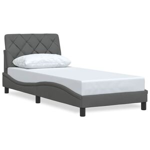 vidaXL Estructura de cama sin colch&oacute;n tela gris oscuro 90x190 cm