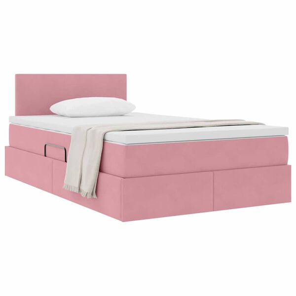 vidaXL Cama con almacenamiento Rosa 120 x 200 cm Terciopelo