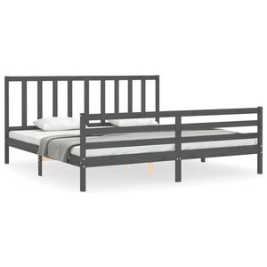vidaXL Estructura de cama con cabecero madera maciza gris 200x200 cm