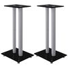 vidaXL Soportes altavoces 2 ud vidrio templado negro y plata 3 pilares