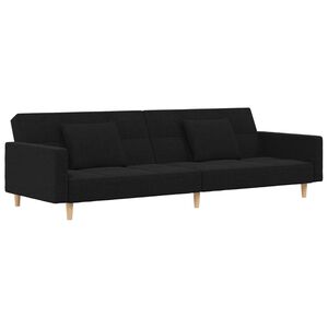 vidaXL Sof&aacute; cama de 2 plazas con dos almohadas tela negro