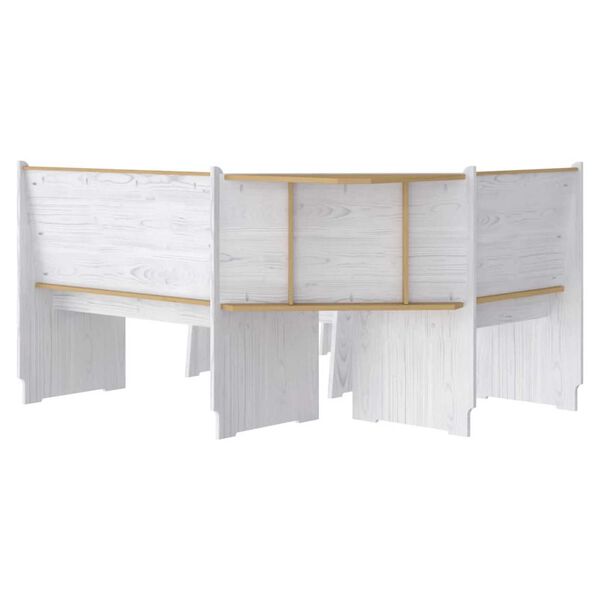 vidaXL Juego de comedor REINE 3 pzas madera maciza pino marrón blanco