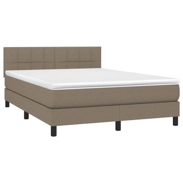 vidaXL Cama box spring con colch&oacute;n tela gris taupe 140x200 cm
