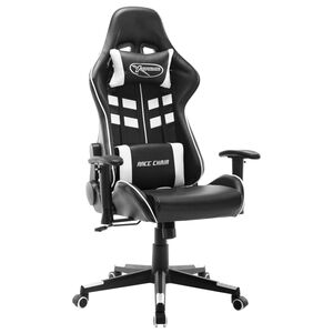 vidaXL Silla de gaming de cuero sint&eacute;tico negro y blanco