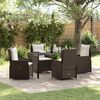 vidaXL Conjunto de Comedor de Jard&iacute;n 5 pcs Marr&oacute;n rat&aacute;n sint&eacute;tico