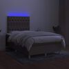 vidaXL Cama box spring con colch&oacute;n y LED tela gris taupe 120x190 cm
