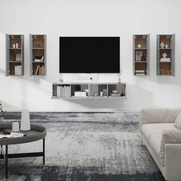vidaXL Set de muebles para TV 6 pzas madera contrachapada gris Sonoma