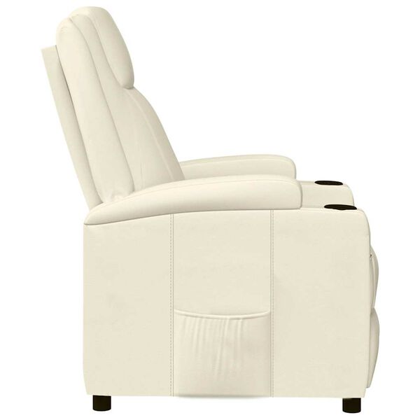 vidaXL Sill&oacute;n reclinable de cuero sint&eacute;tico blanco crema