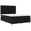 vidaXL Cama Box Spring LED con colch&oacute;n Negro 140 x 200 cm tela