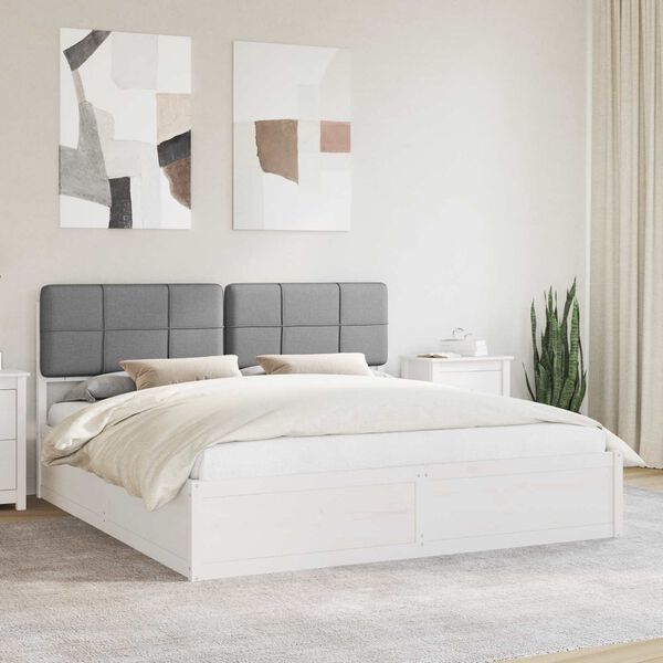 vidaXL Estructura de Cama con Cabecera Tapizada Gris Claro