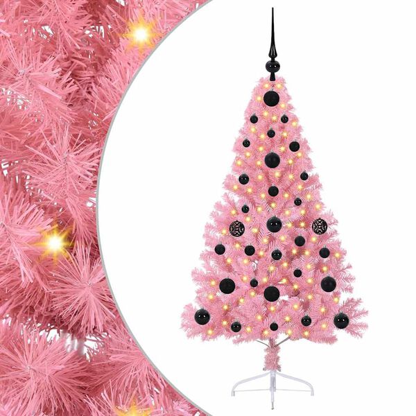 vidaXL &Aacute;rbol de Navidad Artificial Preiluminado Rosa 120 cm PVC