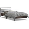 vidaXL Estructura cama madera ingenier&iacute;a metal marr&oacute;n roble 90x190 cm