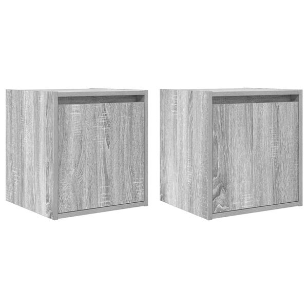 vidaXL Mesillas de noche de pared 2 uds gris Sonoma 38x34x40 cm