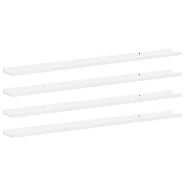vidaXL Estantes de pared 4 unidades blanco brillo 115x9x3 cm