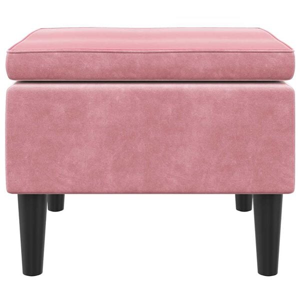 vidaXL Taburete con patas de madera terciopelo rosa
