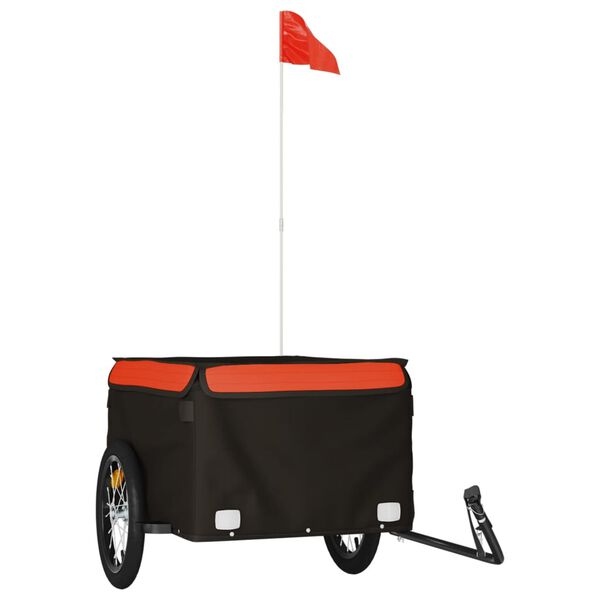 vidaXL Remolque para bicicleta hierro negro y naranja 45 kg