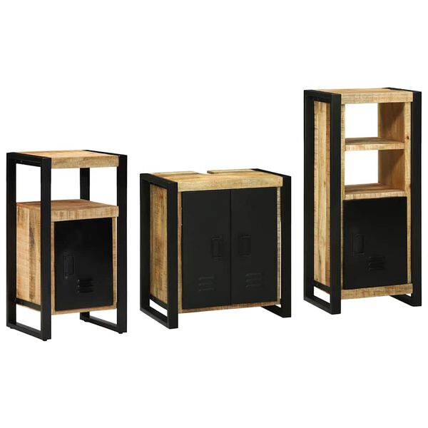 vidaXL Juego de muebles de baño 3 pcs Marrón Madera sólida recuperada