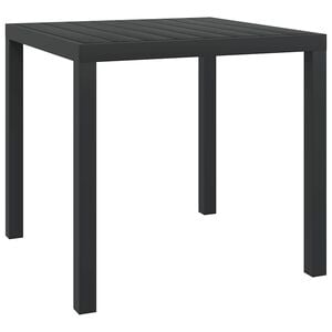 vidaXL Mesa de jard&iacute;n de aluminio y WPC negra 80x80x74 cm