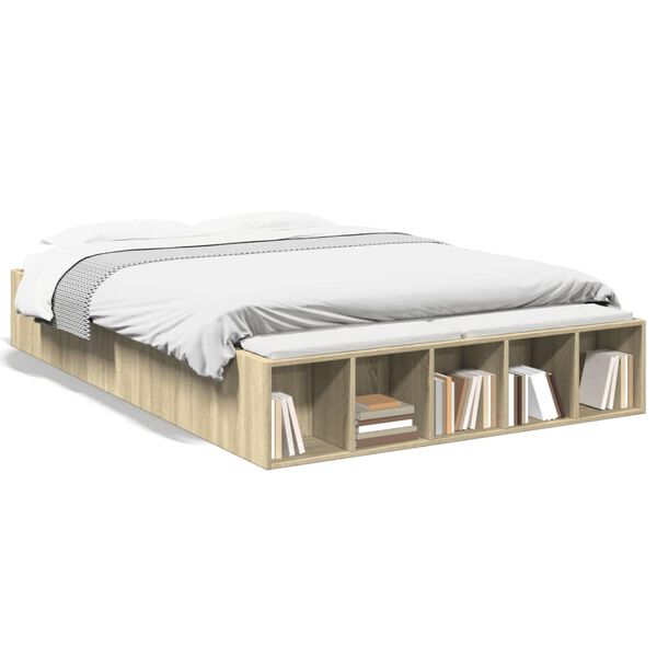 vidaXL Estructura de cama madera de ingenier&iacute;a roble Sonoma 140x190 cm